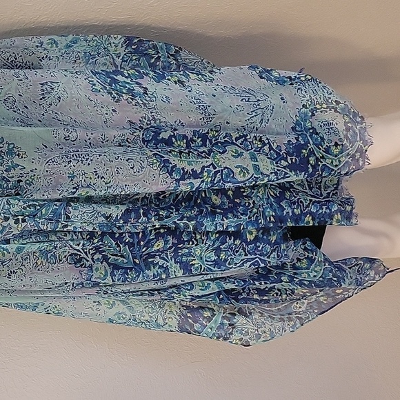 3/$30 TARGET Aqua Floral Gauze Summer Cover-up Shawl Wrap - Picture 7 of 10